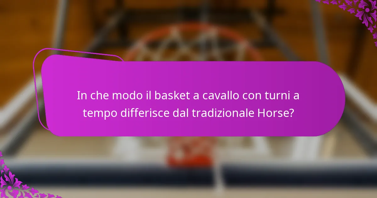 In che modo il basket a cavallo con turni a tempo differisce dal tradizionale Horse?